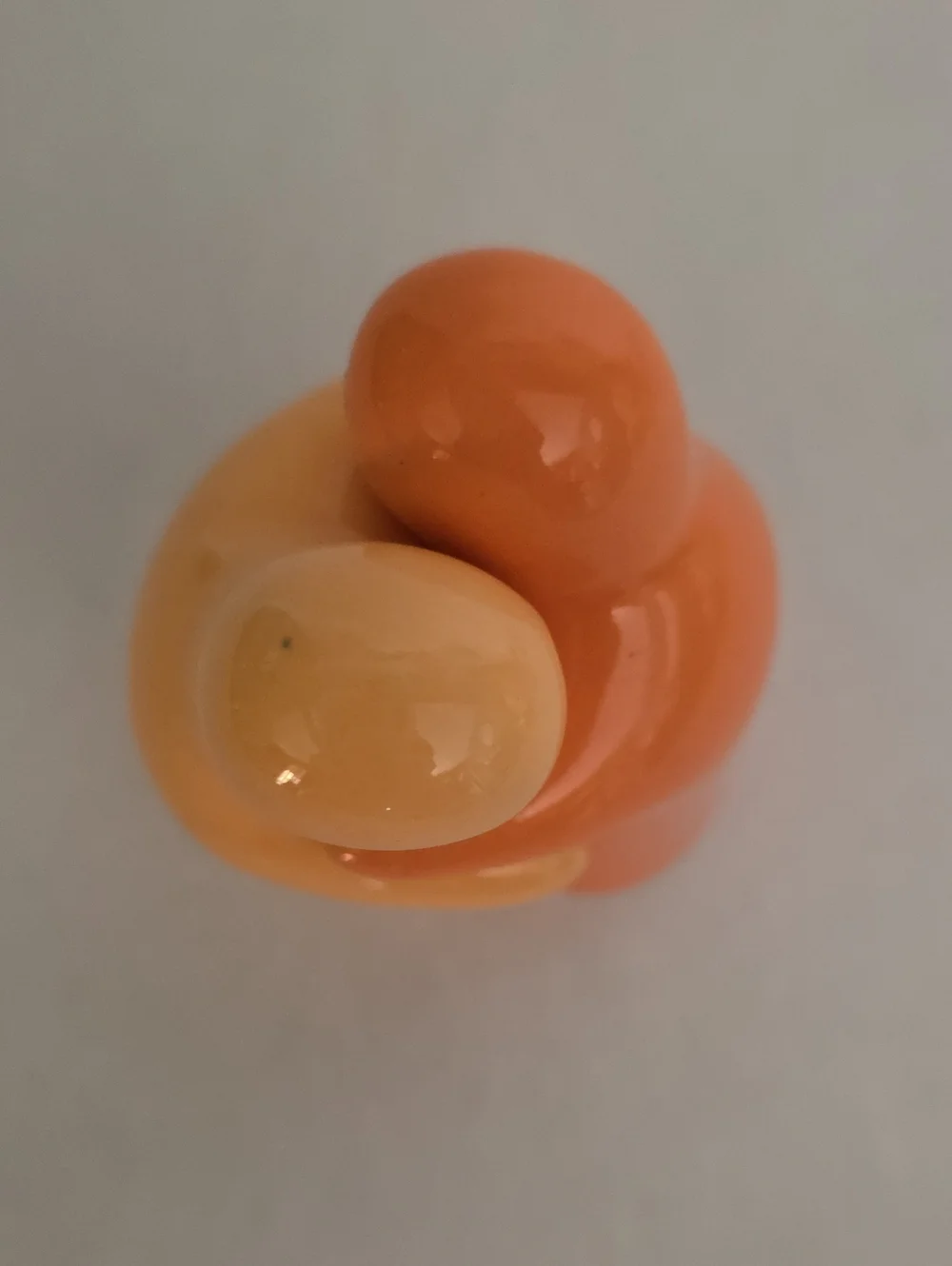 Vintage Hugging Glossy Ceramic Ghosts Salt & Pepper Shakers Pair - Orange Duo